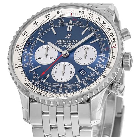 breitling navitimer chronograph blue dial steel mens watch|breitling navitimer buying guide.